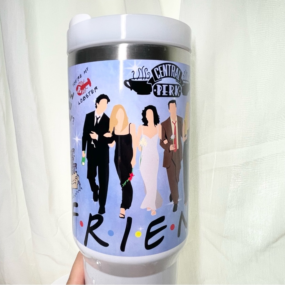 TV Show Friends 40 oz Tumbler/Water bottle/Mug with handle and straw.Birthday gi - Picture 7 of 11